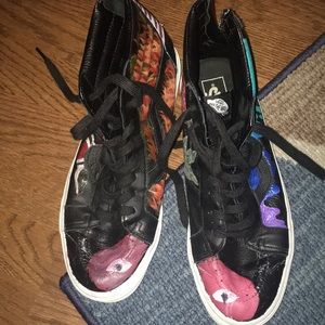 Vans Sk8 hi custom leather hi-tops.
